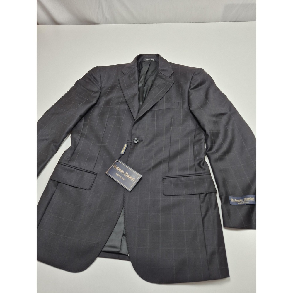 Roberto Zanieri Suit Jacket Mens 36R Angelico Super 140s Wool Check Italy NWT